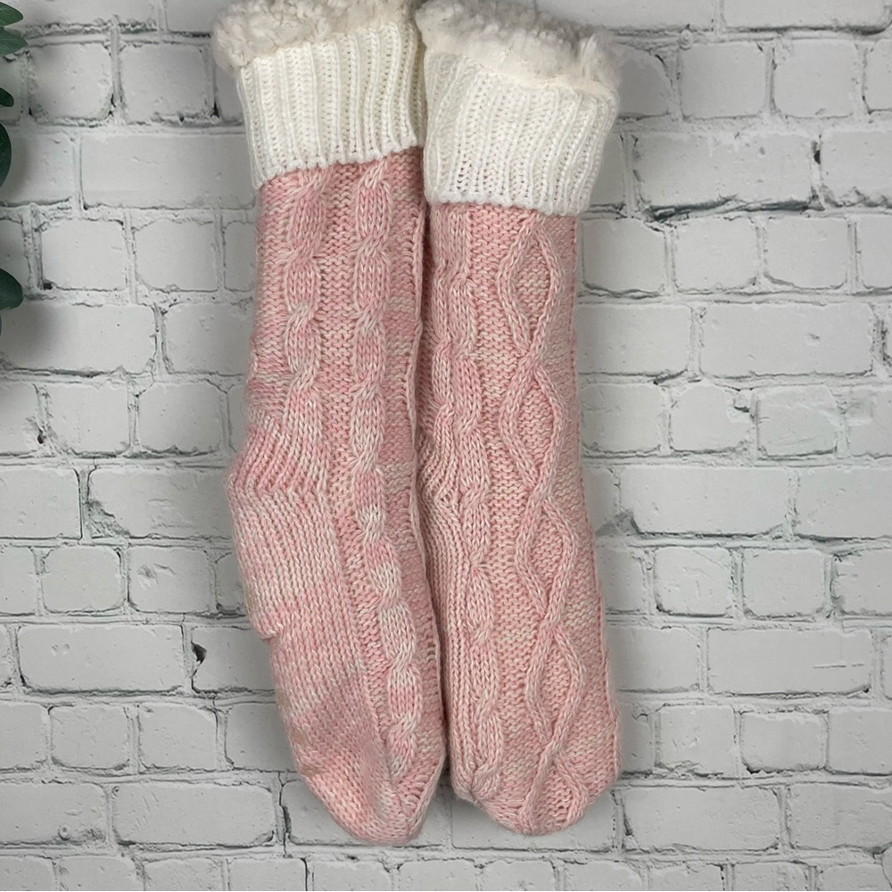 Sherpa Lined Knit Winter Fleece Cozy Slipper Socks OS